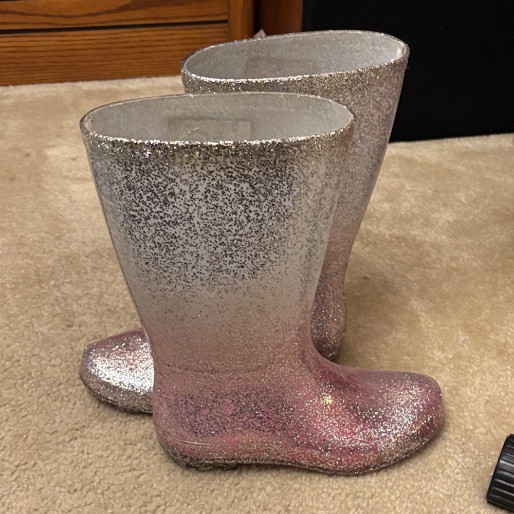 Cat & Jack Silver and Pink Glitter Boots